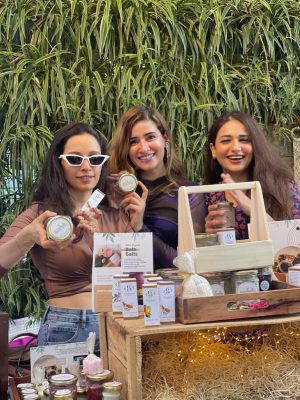 Rubia Chauhan (first from left, wearing white-framed goggles) 