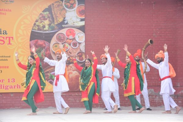 Artists performing Dogri Dance in food festival