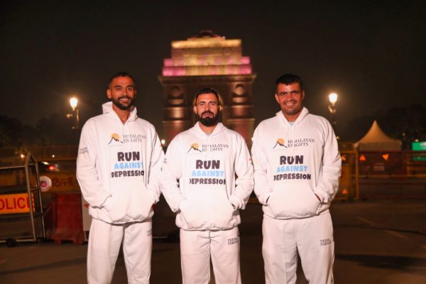 Team leader Sandeep Arya (centre), with his deputy Lalit Yadav on left and another runner Vikas Boora on his right