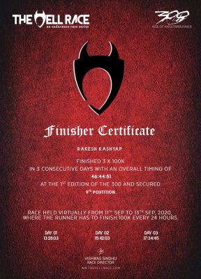 Finisher certificate from Hell Race