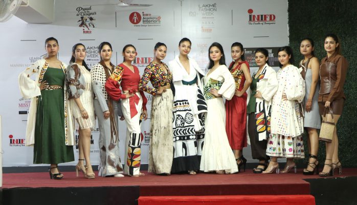 Models displaying clothes designed by INIFD student designers