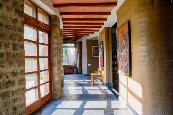 interior of rammed earth house
