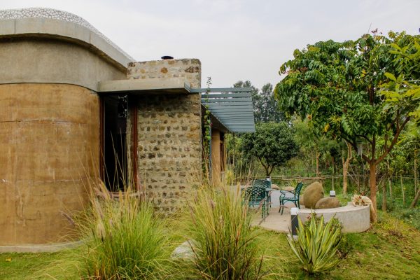 Exteriror of the rammed earth house