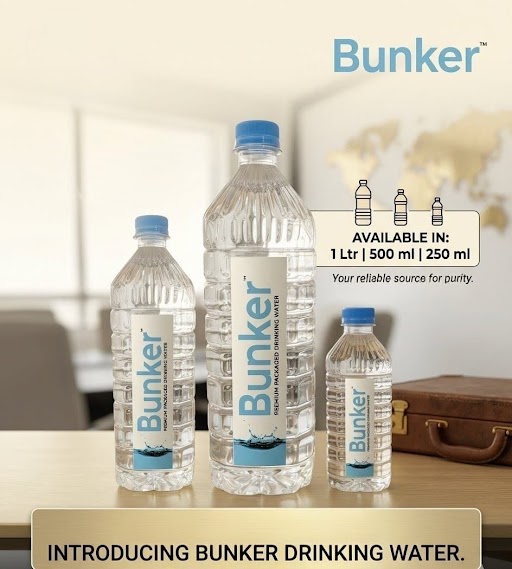 Bunker drinking water bottles for event hydration